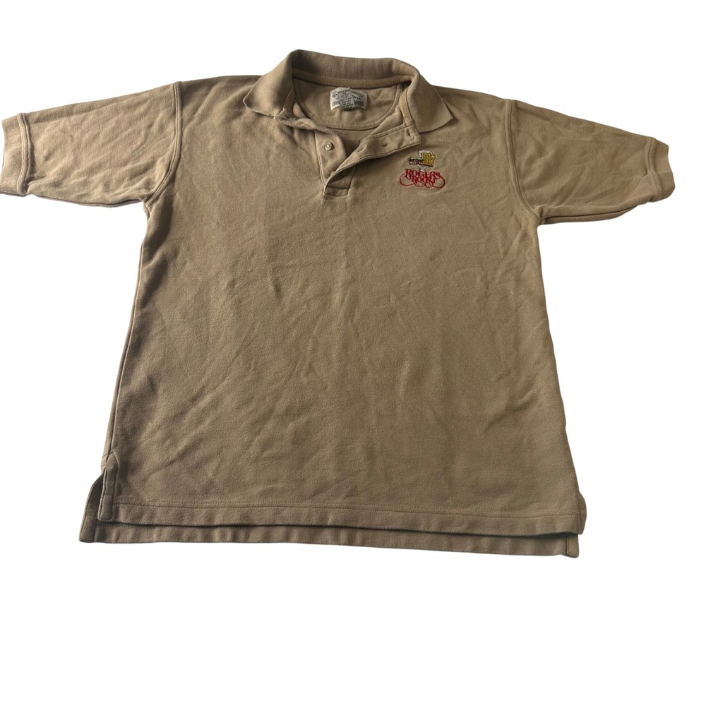Eagle Dry Goods Co Mens Small Tan Polo Shirt Rogers Roost Embroidered Logo Khaki